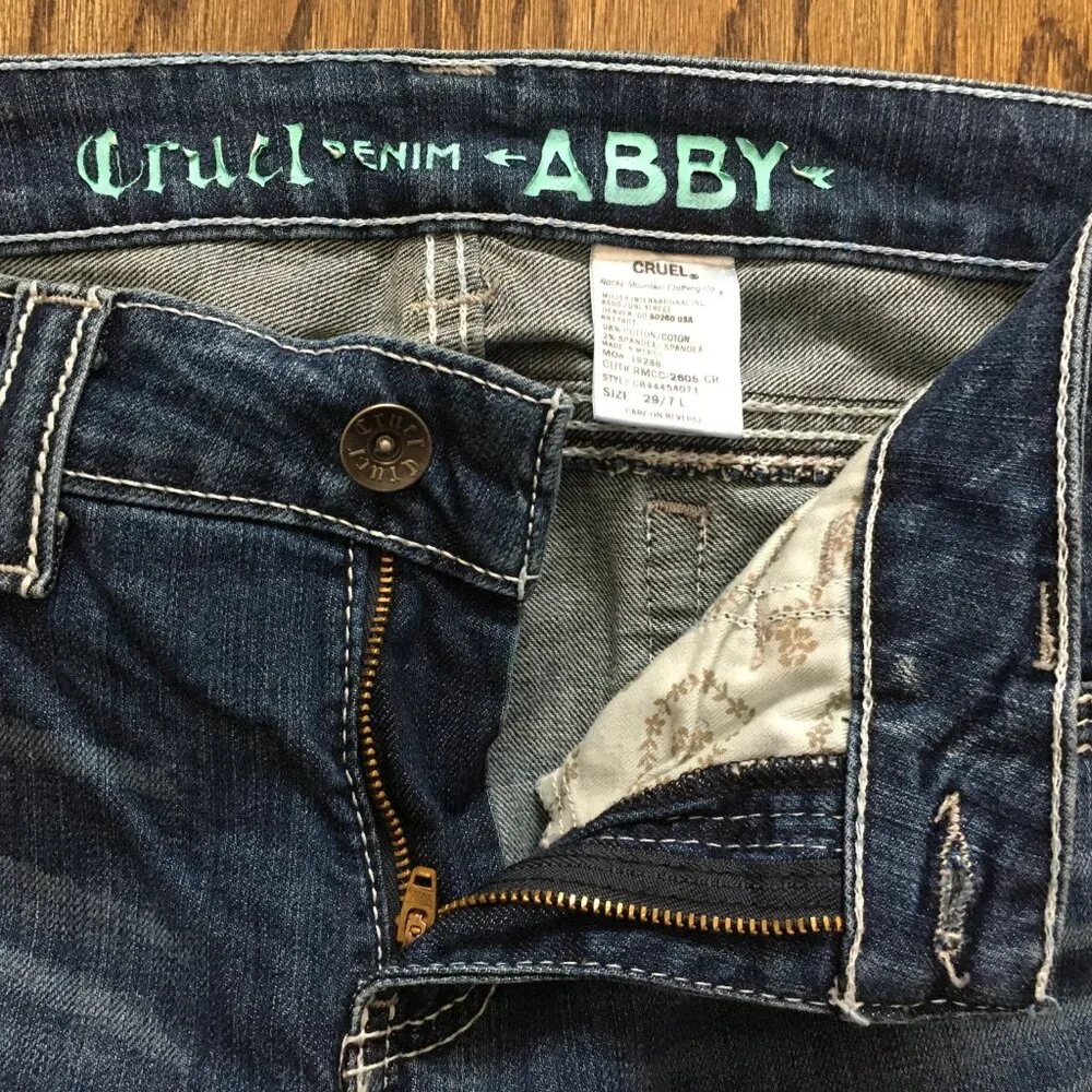 Cruel Jeans Womens 29/7 Long Low Rise Dark Wash Denim Stretch Abby 32x33‎